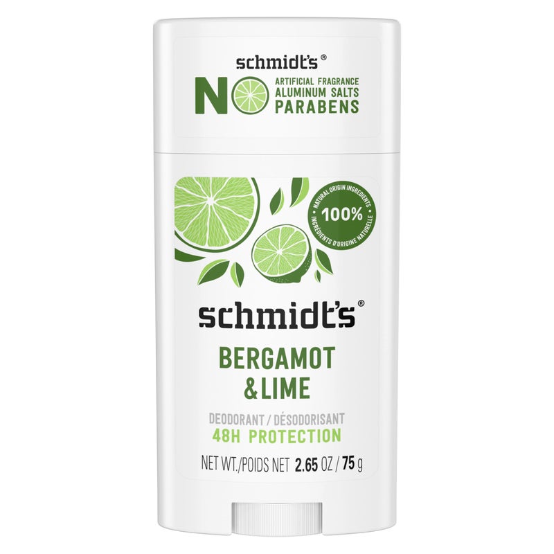 Schmidt's Aluminum-Free Vegan Deodorant Bergamot & Lime for Women and Men, with 24 Hour Odor Protection, Natural Ingredients, Cruelty-Free, 2.65 oz - Image 1
