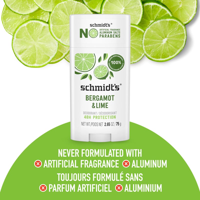 Schmidt's Aluminum-Free Vegan Deodorant Bergamot & Lime for Women and Men, with 24 Hour Odor Protection, Natural Ingredients, Cruelty-Free, 2.65 oz - Image 4