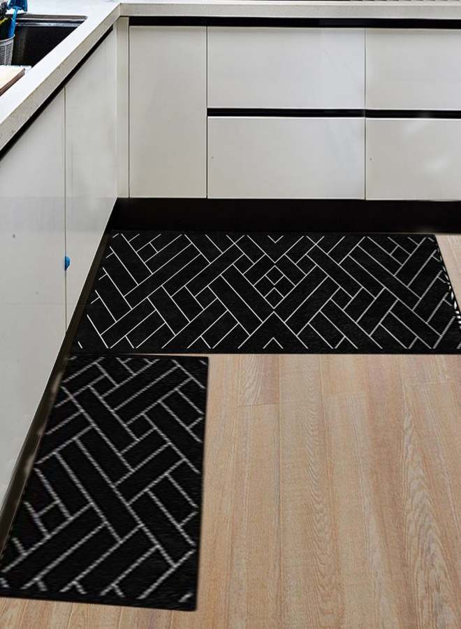 Slow pressure waterproof anti-fatigue mat non-slip office kitchen standing mat black 40*60+40*120cm 2PCS - Image 3