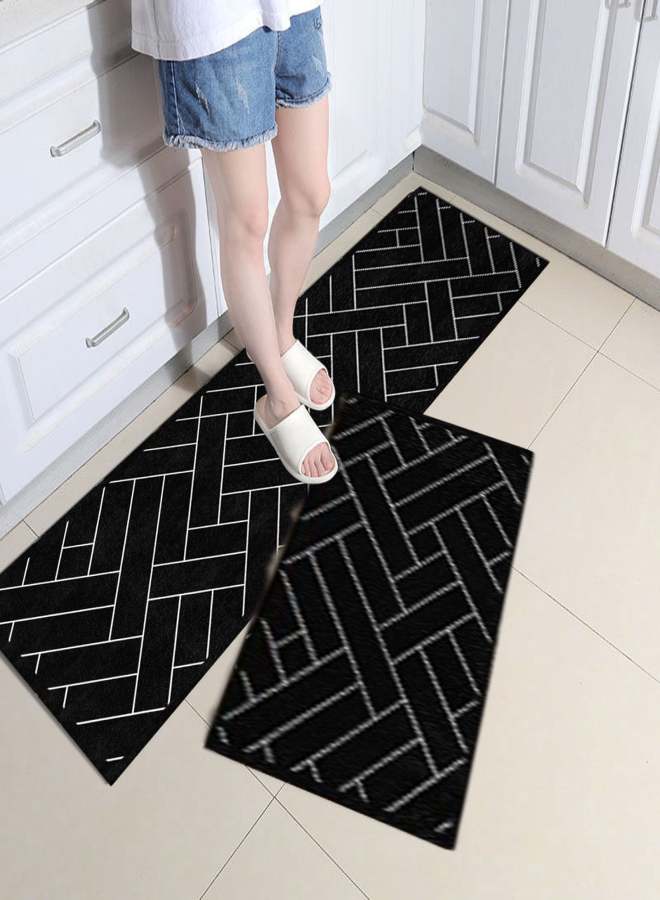 Slow pressure waterproof anti-fatigue mat non-slip office kitchen standing mat black 40*60+40*120cm 2PCS - Image 2