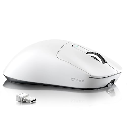MAMBASNAKE Attack SHAKR X3MAX Wireless Gaming Mouse,PixArt PAW3950 42000 DPI,49g Ultralight Tri-Mode(BT5.4/2.4GHz/Wired), 1K Polling Rate Programmable Computer Mice for PC/MAC/Win - White - Image 1