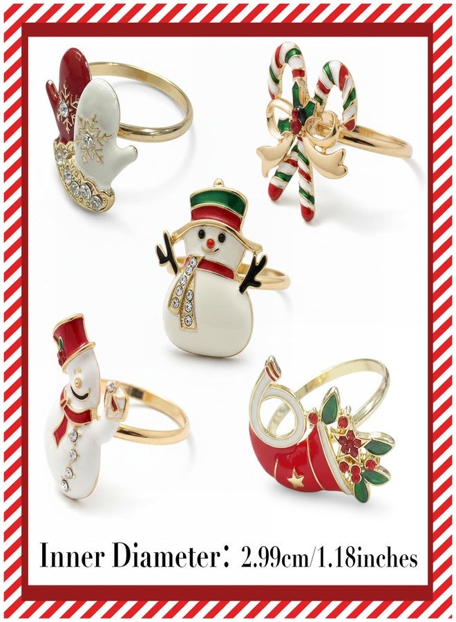 Bmpzery Christmas Napkin Rings Set of 12,Multicolor Christmas Napkin Rings for Dinning Table,12 Shapes Metal Napkins Ring Holders Set,for Wedding and Festival Party Decoration Kitchen Table - Image 4