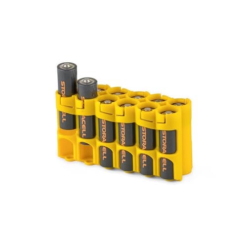 Storacell by Powerpax AA Battery Storage Caddy, Yellow, Holds 12 Batteries (Not Included) - Image 2