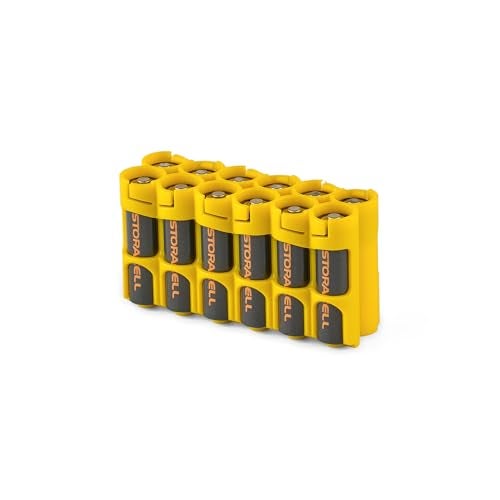 Storacell by Powerpax AA Battery Storage Caddy, Yellow, Holds 12 Batteries (Not Included) - Image 3