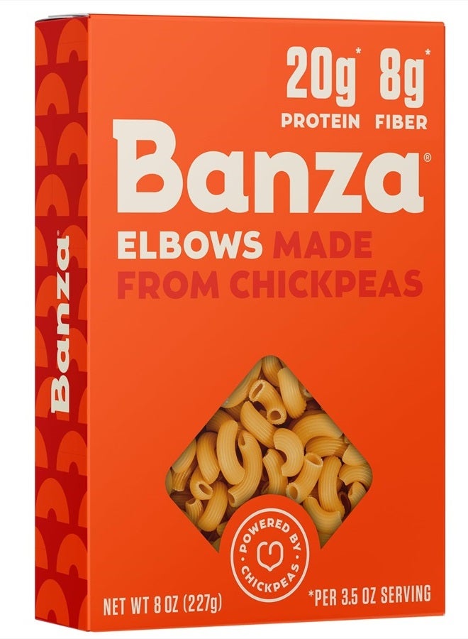 Banza Elbows Pasta from Chickpeas - Gluten Free, High Protein, and Lower Carb Protein Elbows Chickpea Pasta - 8oz - Image 1