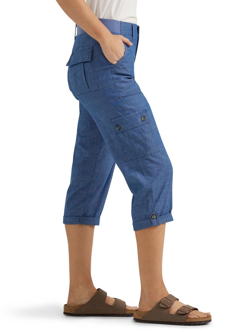 Lee Women's Ultra Lux Comfort with Flex-to-Go Cargo Capri Pant Chambray 18 - Image 2