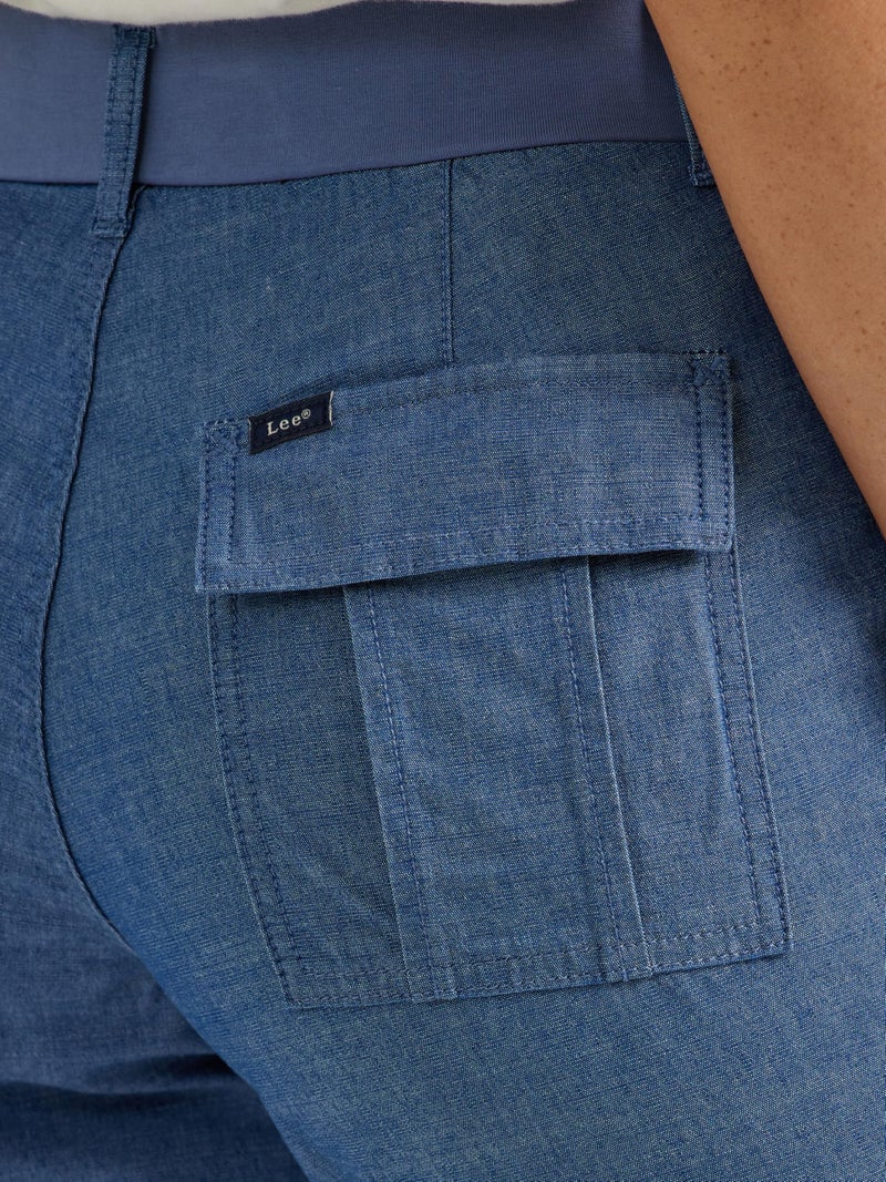 Lee Women's Ultra Lux Comfort with Flex-to-Go Cargo Capri Pant Chambray 18 - Image 3