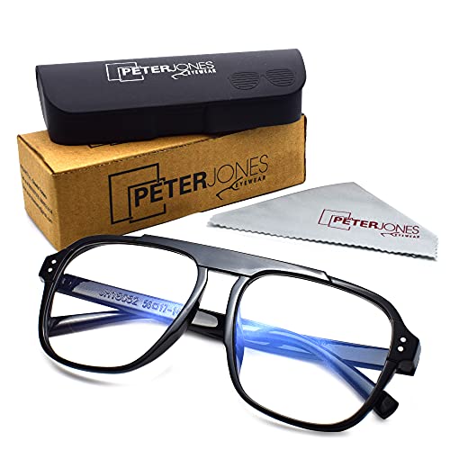 Peter Jones Square Computer Glasses for Men Women with Zero Power Blue Light Blocking Glare Lenses (SIZE LARGE) AG18052B - Image 5