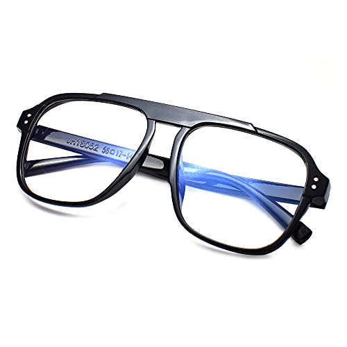 Peter Jones Square Computer Glasses for Men Women with Zero Power Blue Light Blocking Glare Lenses (SIZE LARGE) AG18052B - Image 1