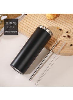 20oz Stainless Steel Thermal Straw Cup with Brush Black