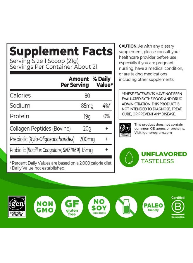 Orgain Orgain Hydrolyzed Collagen Peptides + Prebiotic & Probiotics Powder for Women & Men, 20g Grass Fed Collagen, 1 Billion CFU - Supports Digestive, Hair, Skin & Joint Health, Non-GMO, Type I & III, 1lb  - Image 2