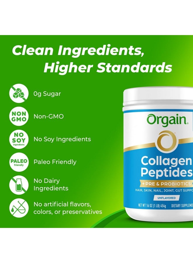 Orgain Orgain Hydrolyzed Collagen Peptides + Prebiotic & Probiotics Powder for Women & Men, 20g Grass Fed Collagen, 1 Billion CFU - Supports Digestive, Hair, Skin & Joint Health, Non-GMO, Type I & III, 1lb  - Image 5