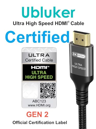 Ubluker 10K 8K 4K HDMI Cable 48Gbps 13 FT, Certified Ultra High Speed HDMI® Cable 4K 240Hz 144Hz 120Hz 8K60Hz 0.01ms HDR10+ eARC HDCP2.3 Netflix Roku TV PC Monitor Projector PS5 Xbox - Image 2