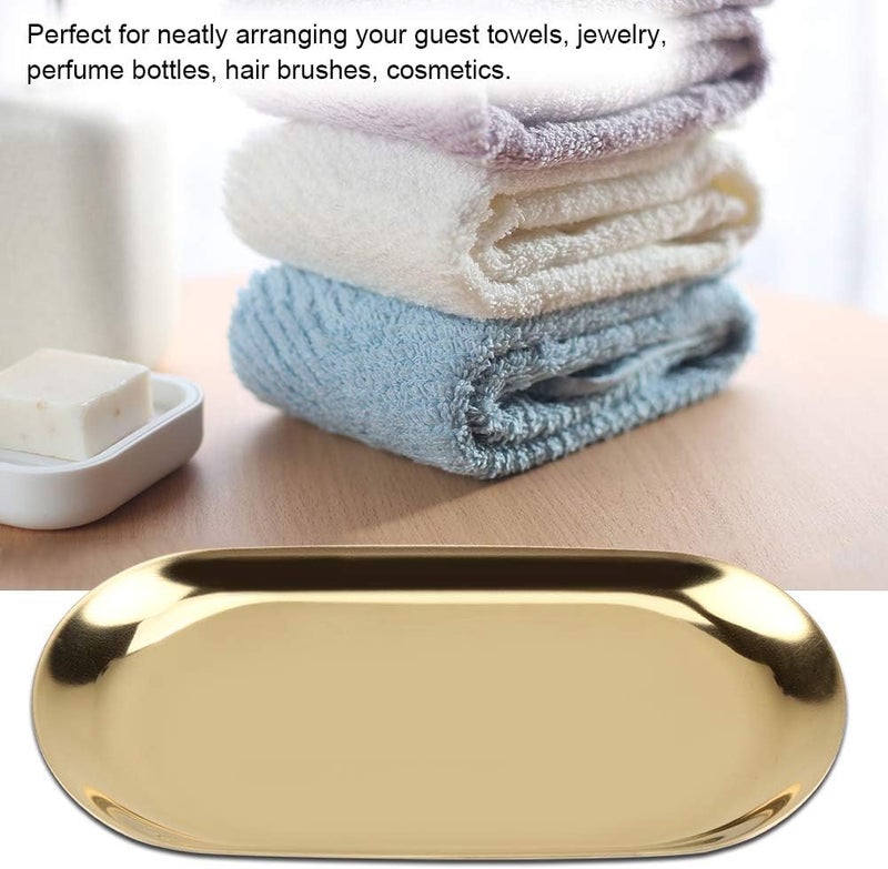 Fdit Nordic Storage Tray Cosmetics Jewelry Stainless Steel Cake Plate for Home Kitchen(Golden S) - Image 5