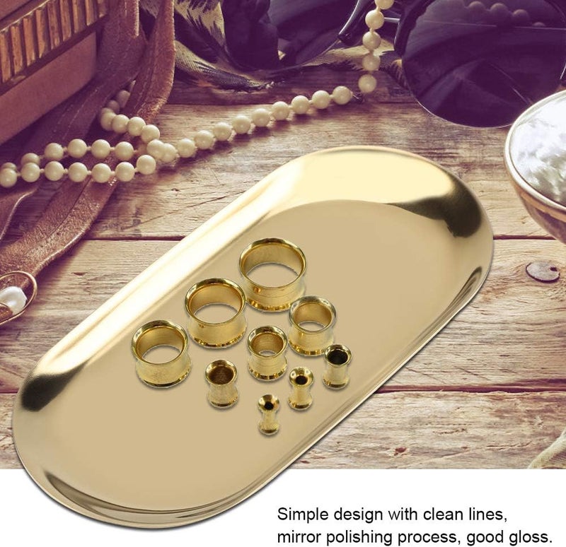 Fdit Nordic Storage Tray Cosmetics Jewelry Stainless Steel Cake Plate for Home Kitchen(Golden S) - Image 4