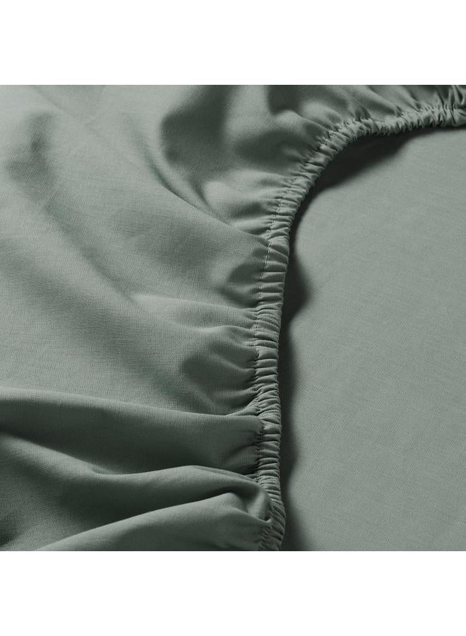 Zaboon Fitted sheet, grey-green, 160x200 cm - Image 5