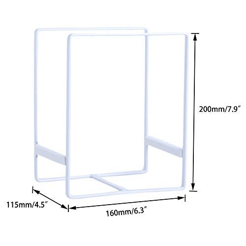 MINGFANITY 2PCS Plate Holders Organizer, Metal Dish Storage Dying Display Rack for Cabinet, Counter and Cupboard - White - Image 2