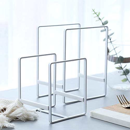 MINGFANITY 2PCS Plate Holders Organizer, Metal Dish Storage Dying Display Rack for Cabinet, Counter and Cupboard - White - Image 3