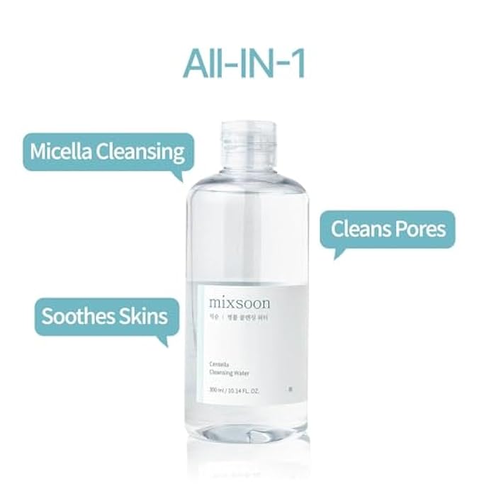 mixsoon Centella Cleansing Water 10.14 fl oz / 300ml Face Cleanser for Sensitive Skin Centella Asiatica Aloe Vera Korean Glass Skin Care - Image 4