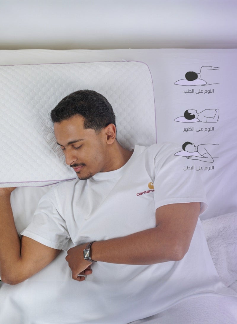 NADAV Lavender Memory Foam Pillow with Lavender Scent, White, Size 40 × 60 × 15 cm - Image 5