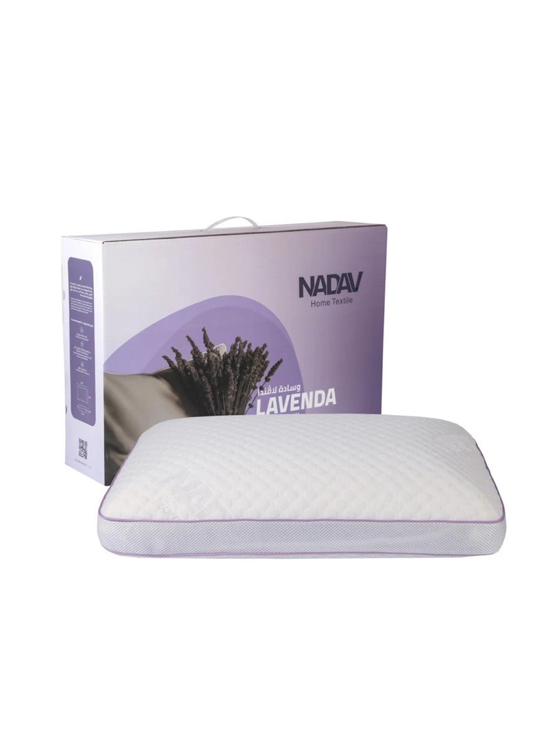NADAV Lavender Memory Foam Pillow with Lavender Scent, White, Size 40 × 60 × 15 cm - Image 1