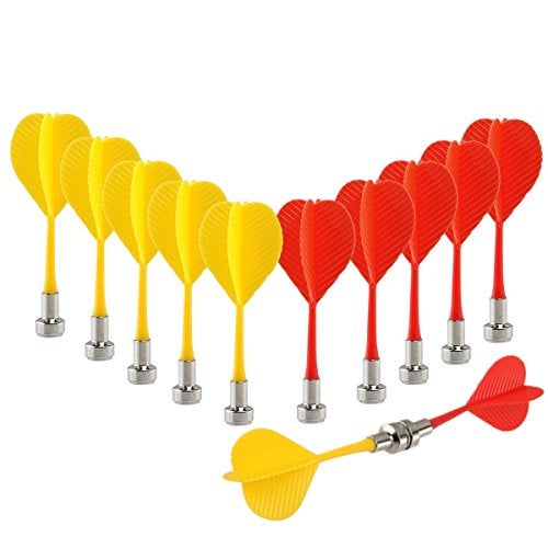 Yalis Magnetic Darts 12 Packs Replacement Dart for Magnet Dartboard Safety Plastic Darts for Target Game Red and Yellow - Image 1