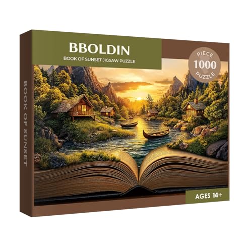 BBOLDIN Fantasy Book Sunset Puzzle 1000 Pieces for Adults Magic Forest Mountain Landscape Jigsaw Puzzles Cabin Vintage Nature Scenery Puzzles - Image 5
