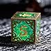 Cusdie 7Piece Metal Frame Sharp Edges DND Dice Set with Metal Frame Perfect for Tabletop RPGs Board Games Gifting and CollectingGreen - Image 4
