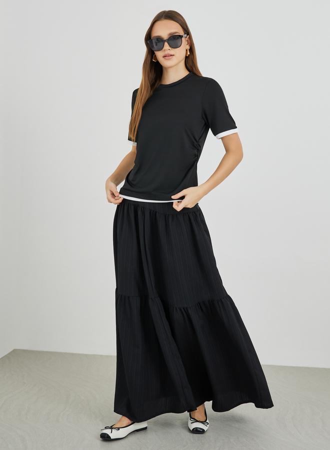 Take Two Contrast Trim Side Ruched Detail T-Shirt - Image 2