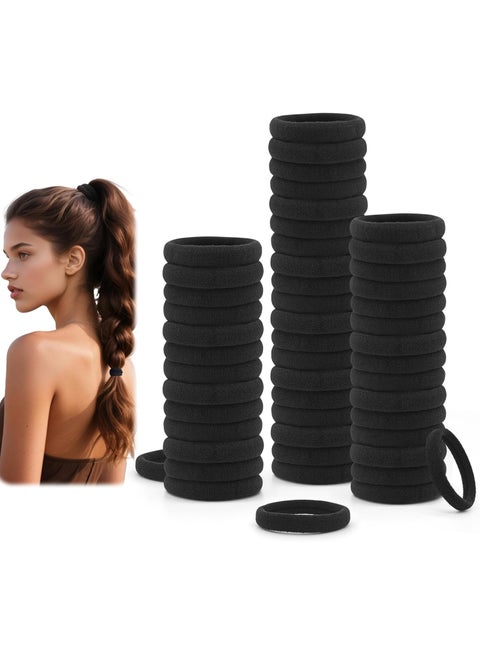 Black Hair Ties for Women Thick Hair, 50 Pieces Hair Elastics for Women No Damage, Elastic Hair Ties for Different Hairstyles