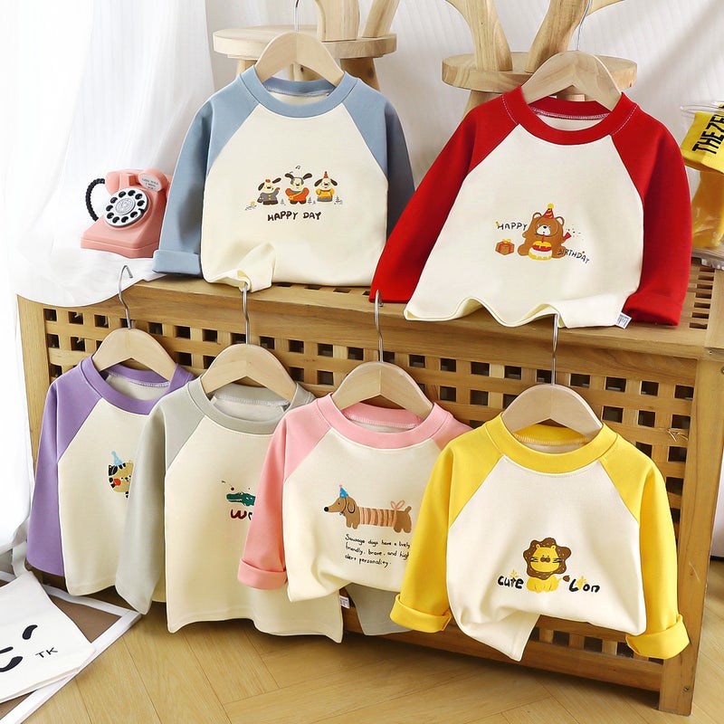 Children's Long-Sleeved T-Shirts, Autum Clothes, Pure Cotton Baby Autum New Boys' Clothes, Girls' Bottoming Shirts, Kidsren's Clothing Wholesale - Image 2