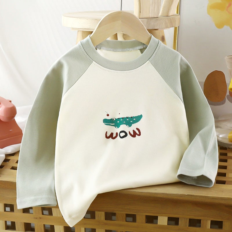 Children's Long-Sleeved T-Shirts, Autum Clothes, Pure Cotton Baby Autum New Boys' Clothes, Girls' Bottoming Shirts, Kidsren's Clothing Wholesale - Image 5