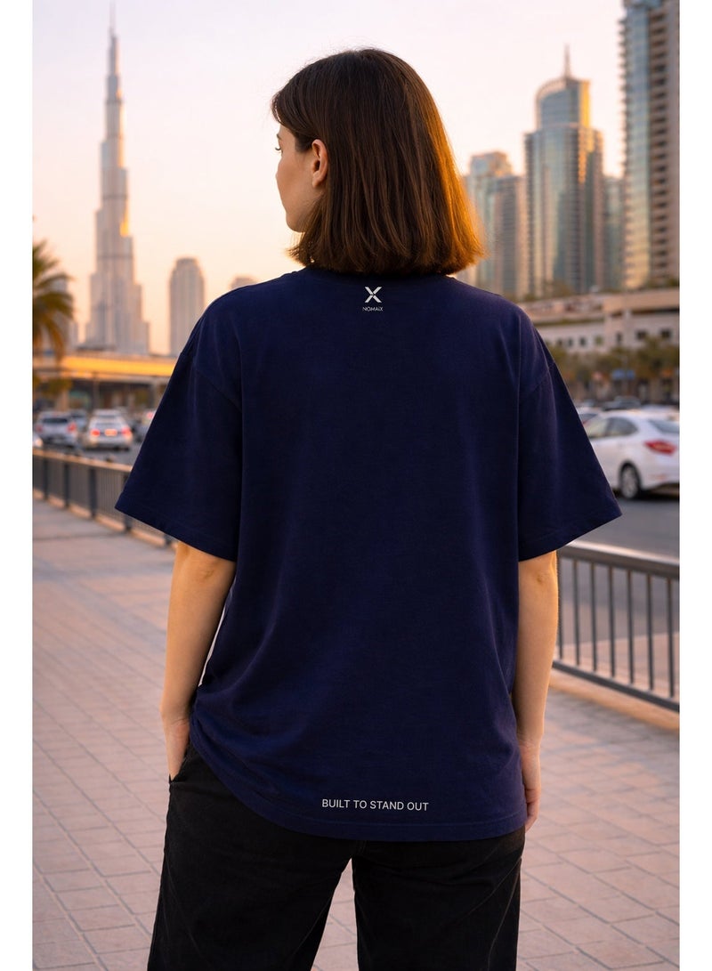 NOMAiX Build Local Think Global T-Shirt | Graphic Oversized Tee | UAE Streetwear | Oversized Drop Shoulder | Unisex | Made in UAE - Image 4