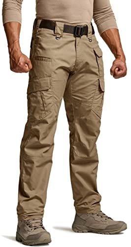 CQR Men's Tactical Pants, Water Resistant Ripstop Cargo Pants, Lightweight EDC Work Hiking Pants, Outdoor Apparel, Raider Mag Cougar, 34W x 34L - Image 1