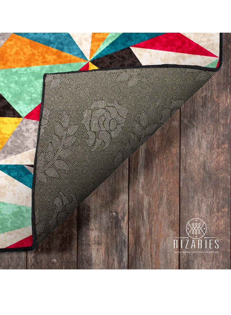 RIZARIES Colorful Geometric Centerpiece Rug, Fabric, Rectangle - Image 4