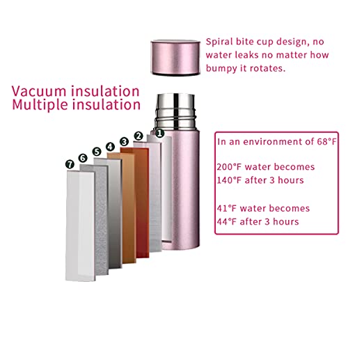 coocuture Cute Thermos Water Bottle - 5 Oz Mini Insulated Stainless Steel Bottle - Keeps Cold for 12 hours, Hot for 6 hours, Perfect for Purse or Kids Lunch Bag (Pink) - Image 4