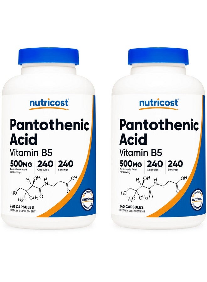 Nutricost Pantothenic Acid (Vitamin B5) 500mg, 240 Capsules (2 Bottles) - Image 1