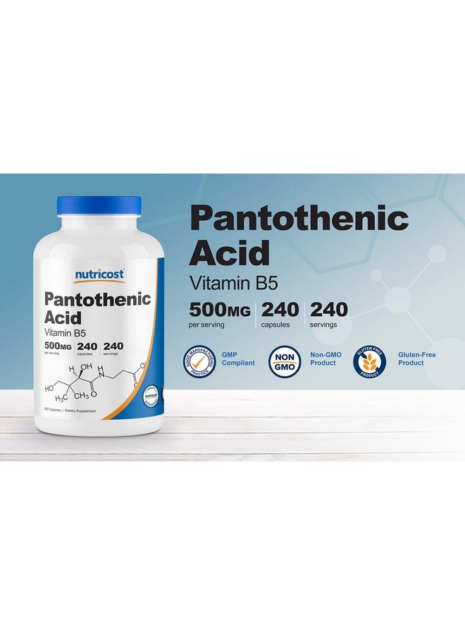 Nutricost Pantothenic Acid (Vitamin B5) 500mg, 240 Capsules (2 Bottles) - Image 4