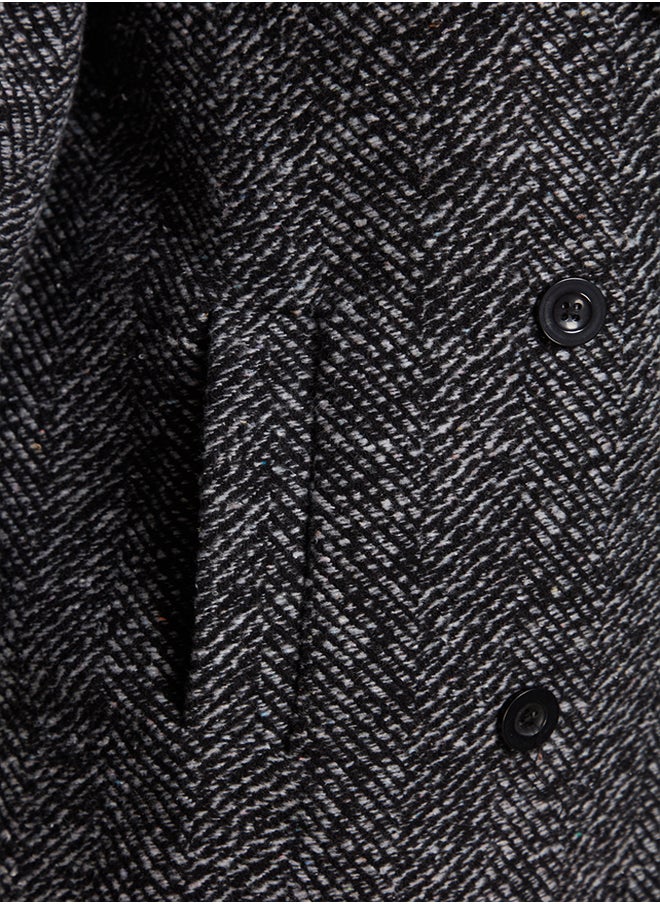 trendyol - Black Oversize, Wide-Cut Marked Stamped Stamp Coat TWOAW24KB00176 - Image 1