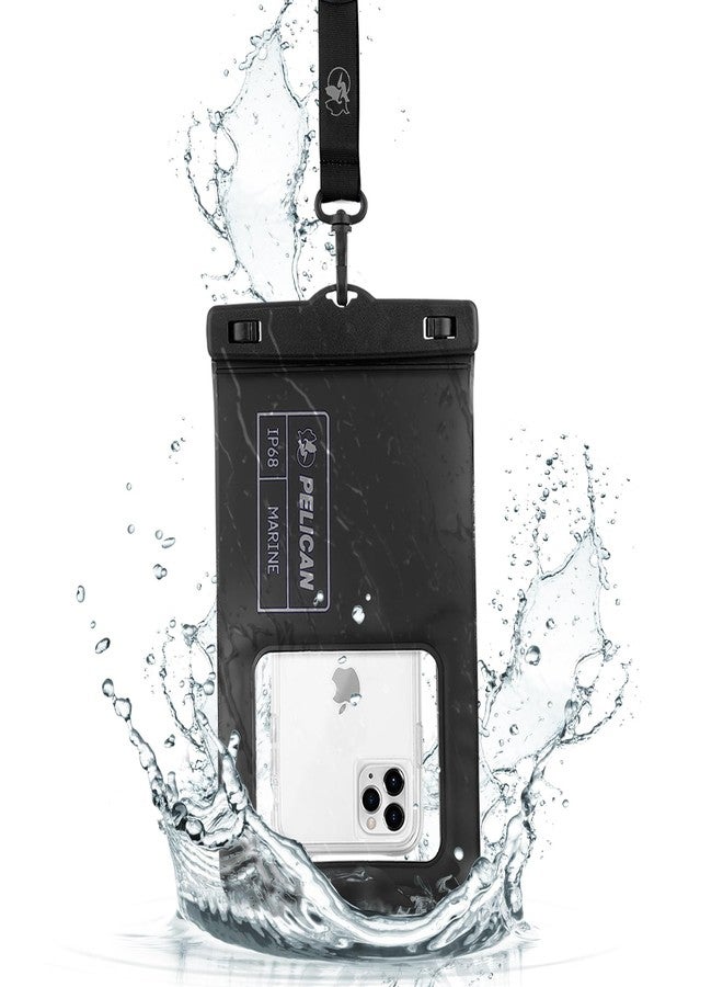 Pelican Marine - IP68 Waterproof Phone Pouch/Case (XL Size) - Floating Waterproof Phone Case For iPhone 14 Pro Max/ 13 Pro Max/ 12 Pro Max/ 11/ S23 Ultra/Pixel 7- Detachable Lanyard - Black - Image 1