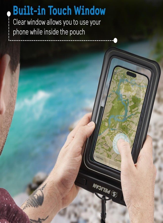 Pelican Marine - IP68 Waterproof Phone Pouch/Case (XL Size) - Floating Waterproof Phone Case For iPhone 14 Pro Max/ 13 Pro Max/ 12 Pro Max/ 11/ S23 Ultra/Pixel 7- Detachable Lanyard - Black - Image 3