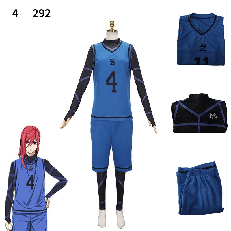 BLUELOCK blue prison cos clothing Jersey Jie Shiyi Bee Music Back thousand cut leopard Ma Guoguo God Lian Jie uniform Blue no. 4 + [jumpsuit]