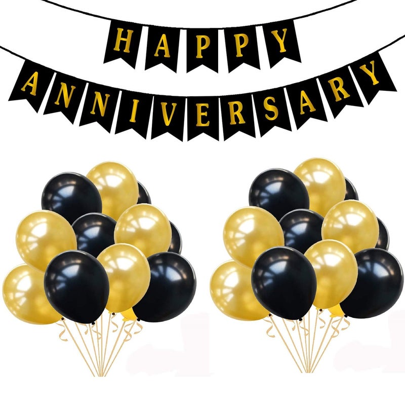HK balloons Paper 51Pcs Kit Happy Anniversary Banner With Balloons Decoration Items Combo For Home Or Bedroom Decorations For Husband Wife, Multicolor - Image 4