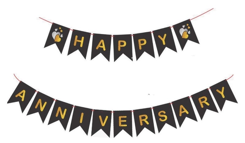 HK balloons Paper 51Pcs Kit Happy Anniversary Banner With Balloons Decoration Items Combo For Home Or Bedroom Decorations For Husband Wife, Multicolor - Image 3