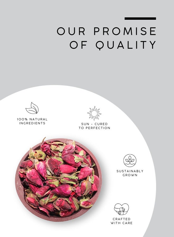 أباميك براعم ورد أحمر مجففة وعطرة من أوافي ميل | براعم ورد كاملة فاخرة للبوتفوريه، وأكياس الأدراج، وأكياس الشمع، وديكورات حفلات الزفاف | رائحة زهرية غنية | زهور مجففة سائبة - 500 غرام | 17.6 أونصة - Image 4