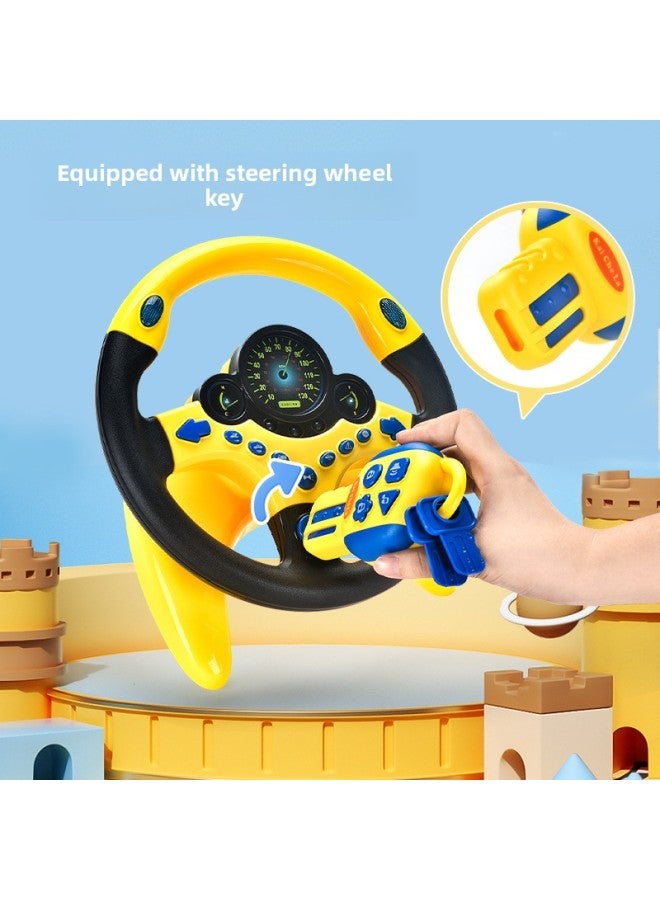 Copilot Steering Wheel Simulation Driving Simulation Steering Wheel Large Children Early Education Enlightenment Fun Toy With Base-Color:Yellow Steering Wheel Key 【with Charging Kit】】 - Image 3