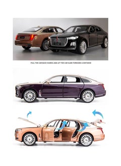 Swift 1:24 Scale Hongqi H9 Toy Cars Diecast Model Luxury Metal Car Zinc Alloy Pull Back with Front and Back Lights Open Door Off Road Real Suspensions, Multicolour  - Image 4