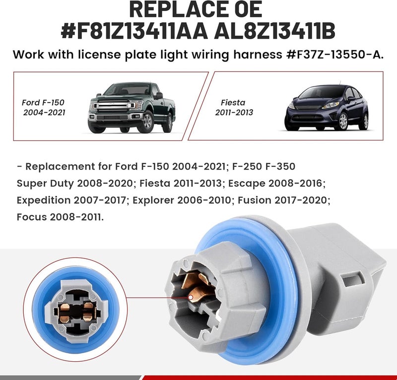 RED WOLF 2 Pin License Plate Light Socket for Ford - Image 2