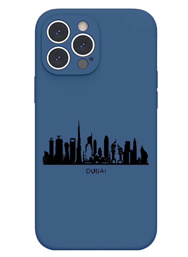 Theodor Protective Slim Fit Case Liquid Silicone Cover with Full Body Protection Anti-Scratch Shockproof Case For iPhone 13 Pro Blue  - Dubai white - Image 1