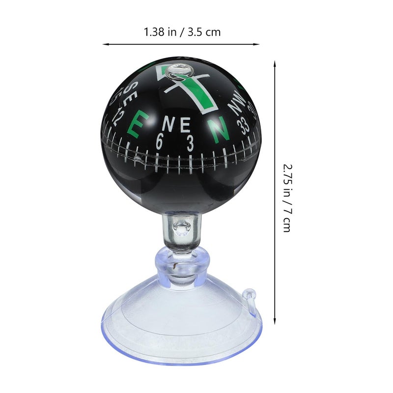 Green Mini Car Compass Ball 38mm Dashboard Mount with Suction Cup for Vehicles and Boats - Image 3